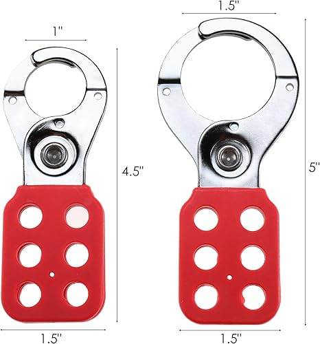 Miniatura 2 de RealPlus Cerrojo de etiquetado de bloqueo, paquete de 6 cerrojos de bloqueo de acero, mango de nailon de mandíbula de 1 pulgada y 1.5 pulgadas