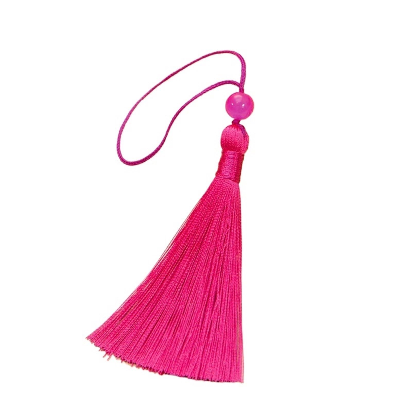 Mini Tassels for Crafts 80pcs Silky Tassel Soft Mini With Jade Beads For DIY Jewelry Making Bookmarks Decor(Roseo)