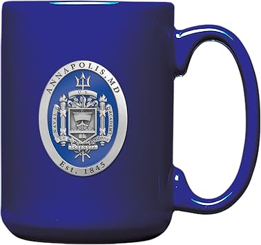 Heritage Pewter US Naval Academy Crest 15 Ounce Coffee Mug | Mug for Coffee, Beverages | Intricately Crafted Metal Pewter Alma Mater Inlay