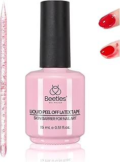 Beetles Gel Polish 15ml Latex Liquid Nail Peel off Cuticle Guard for Nail Polish with Plastic Nail Care Stick for Nail Art...