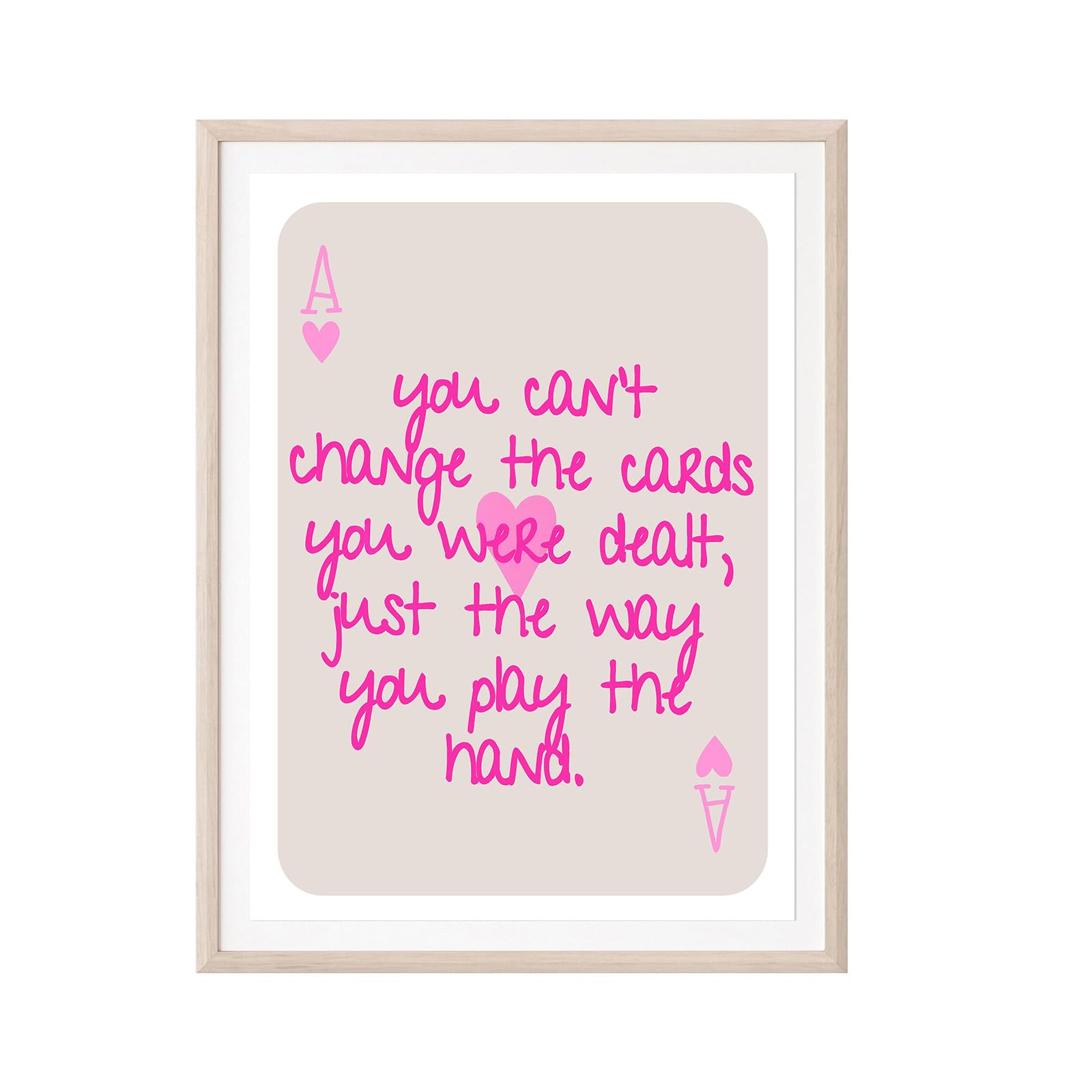 Pink Wall Art Prints Positive Affirmations Ace Card Poster Preppy Girly Wall Decor Cute Girly Pink Watercolor Playing Card For Living Room Home
