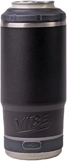 Vibe 4 In 1 Bluetooth Speaker Cup, Insulated Can and Bottle Holder for Hot or Cold Drinks, Double Wall Stainless Steel Drinkware, Fits 12 oz Cans or 14 oz Liquid, Black