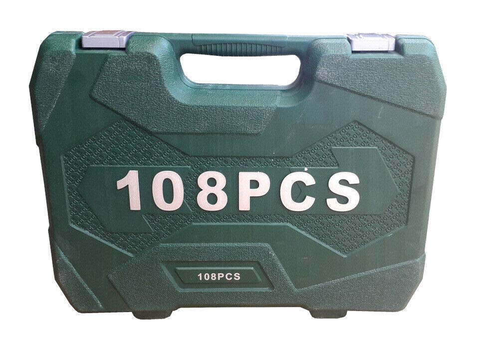 topolenashop Valigia set chiavi a bussola con cricchetto cromo vanadio CR-V bussole 108 pezzi