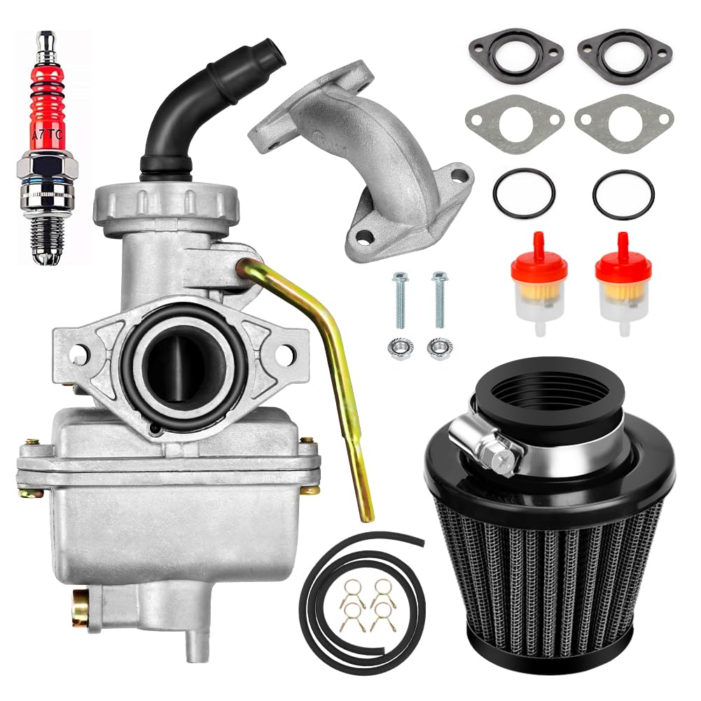FVRITO PZ20 Carburetor Carb with Air Filter Intake Manifold Kit for Taotao Coolster 125 110 ATV Kazuma Baja SunL Roketa Loncin 4-Stroke 110cc 125cc 90cc 70cc 50cc Chinese Quad 4 Wheeler Parts (Black)