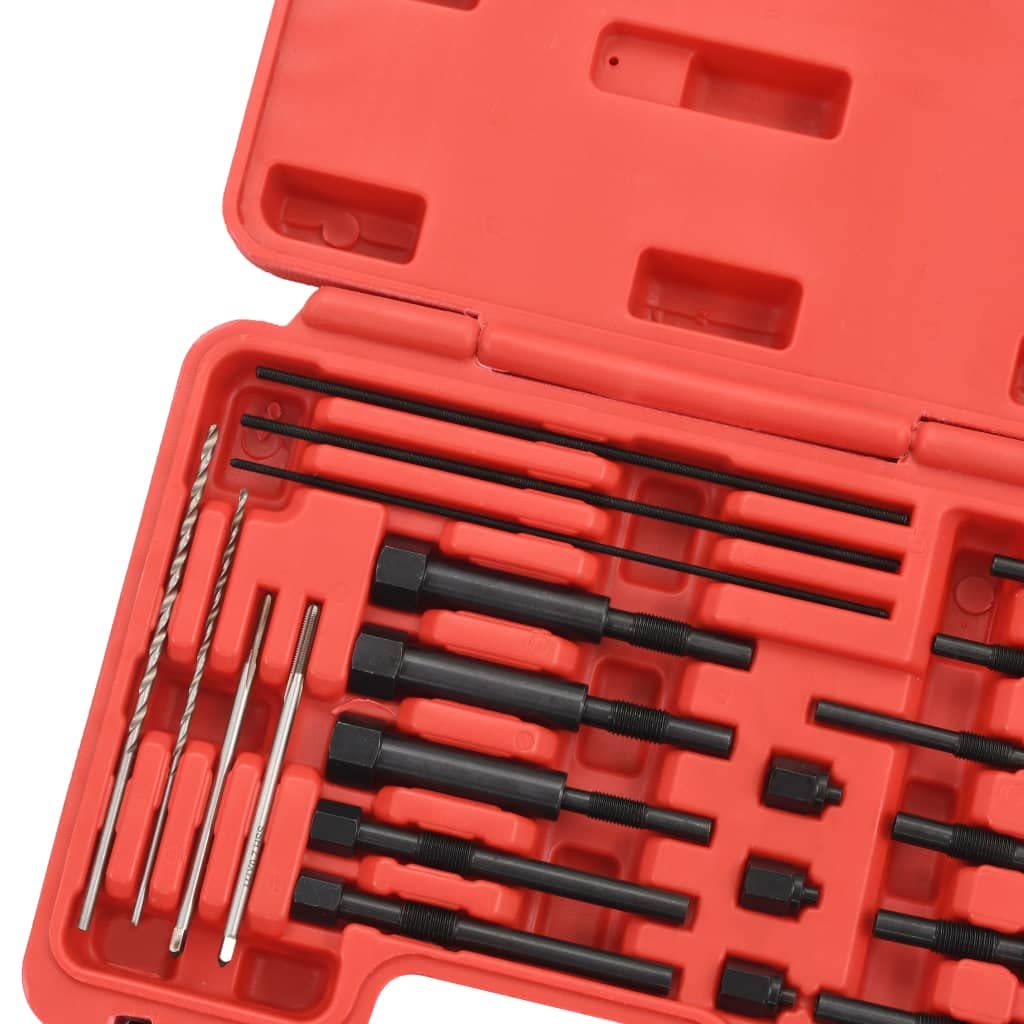 vidaXL Jeu de Bougies de Préchauffage 22 pcs Outil de Voiture Véhicule Garage Taraud Foret Hélicoïdal Tige Filetée Ecrou d'Extraction Guide de Foret 8 et 10 mm