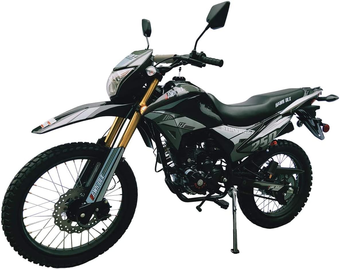 HHH Hawk DLX 250 EFI Fuel Injection 250cc Endure Dirt Bike, Street Motorcycle, 5 Speed Bike Hawk Deluxe Street Bike (Blue) - Extra Large