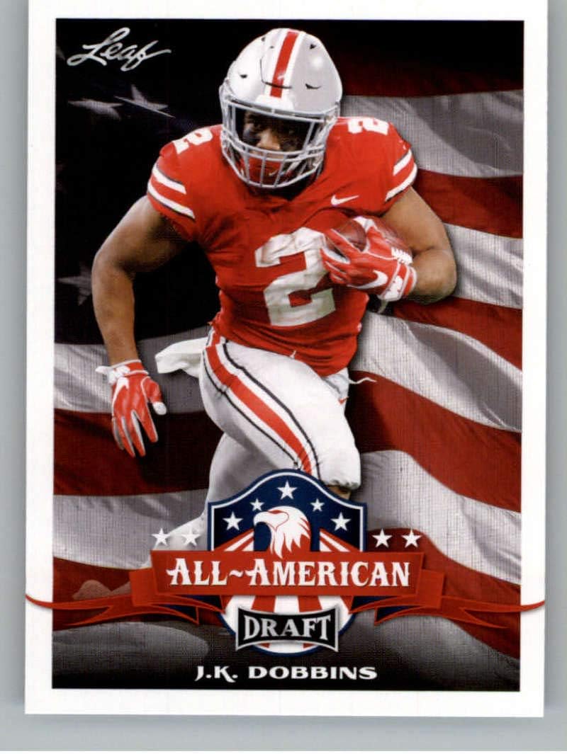 2020 Leaf Draft #68 J.K. Dobbins RC - Ohio State Buckeyes Baltimore Ravens (All-American) (RC - Rookie Card) NM-MT NFL Trading Football Card