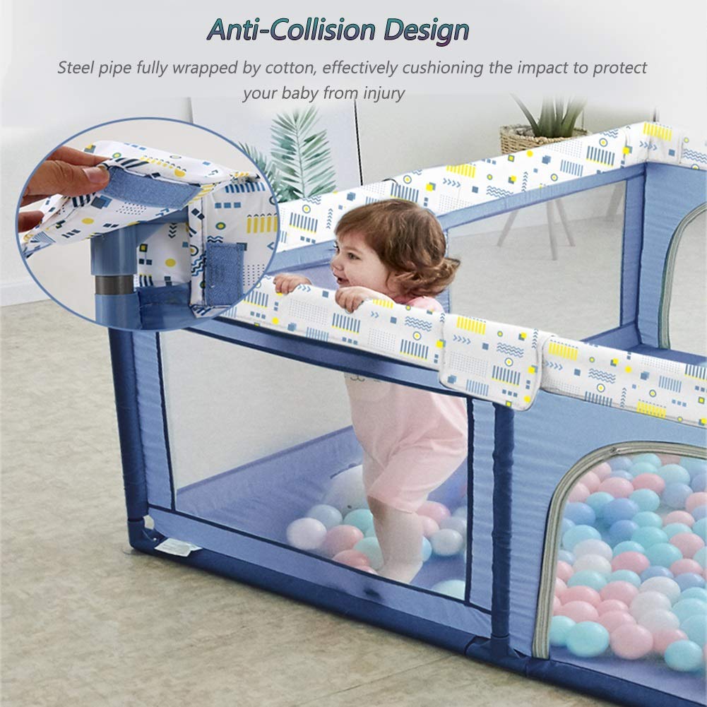 Recinto per Bambini Extra Large, recinto per Bambini Portatile a 8 Pannelli per Bambini, Bambine, Neonati e Neonati - 150x180x68 cm (Blu)