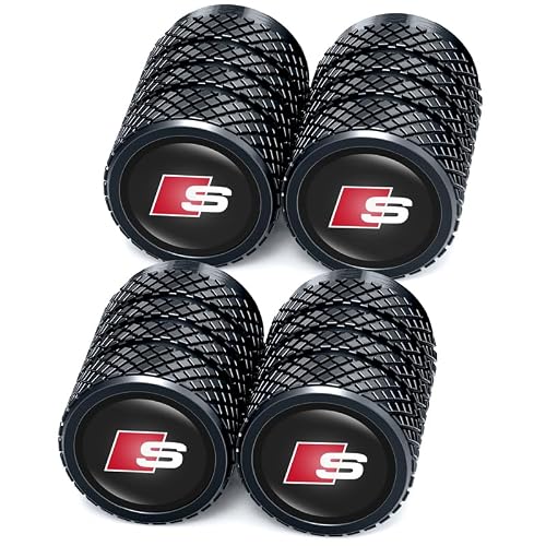 Tire Valve Caps, Valve Stem Caps Fit Audi S Line S1 S2 S3 S4 S5 S6 S7 S8 SQ2 SQ5 SQ7 SQ8, Alloy Car Tire Caps for Corrosion Resistant Leak-Proof Car Accessories, Black