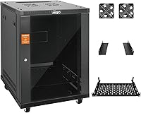 Vista 1 de Tecmojo 15U Wall Mount Rack,15U Rack 17.7 Inch Depth,Hold Up to 176 Lbs,Enclosed Wall Mount Rack Kit for 19 Inch Network,Server and AV Gear,Glass