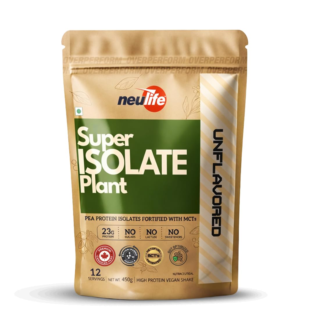 Neulife Super Isolate Plant Vegan Protein Powder – Complete Pea Isolate + Ketofuel MCT, Easy Digestion, Muscle Recovery & Weight-Management, Unflavoured 450 g-image-44