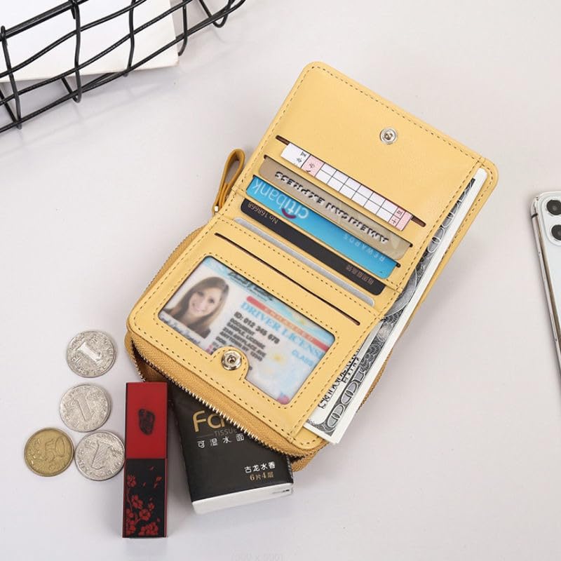 Women's Small Purse, Women's Small Purse with Many Compartments, Children's Wallet with Large Coin Compartment, Purse Children with Cute Cat Motif, yellow, 11,5*3*9cm, Casual2