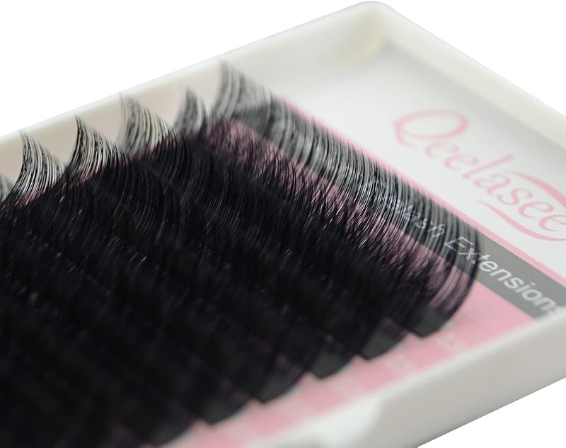 Extensões de cílios individuais Qeelasee Faux Mink Silk 0,03 mm, curvatura D, 8 mm