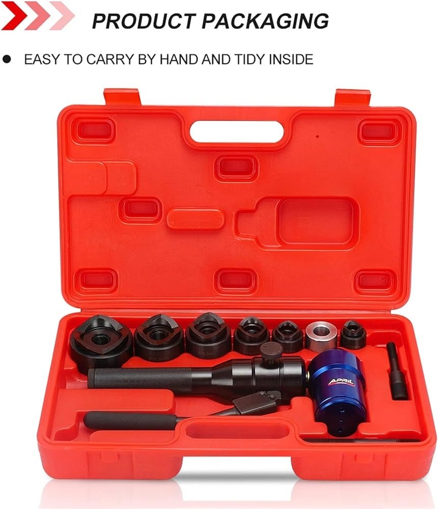 Perforatrice Idraulica Manuale, Attrezzo per Punzonatura, Kit Driver ad Eliminazione Diretta, Scavatrice Portatile per Lamiera con 6 Matrici