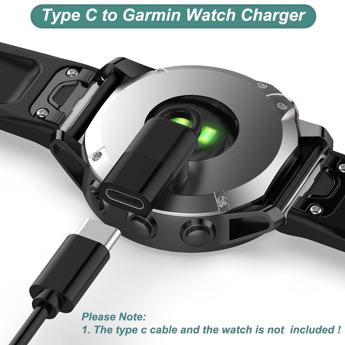 E ECSEM Charger Cable Compatible for Garmin Venu 3/Venu 3S/Venu 2/Venu 2S/Venu Sq2/Venu Sq/Venu Smartwatch with Type-C Adapte Converter, 3.3Ft USB Charging Cable Data Transfer Cord