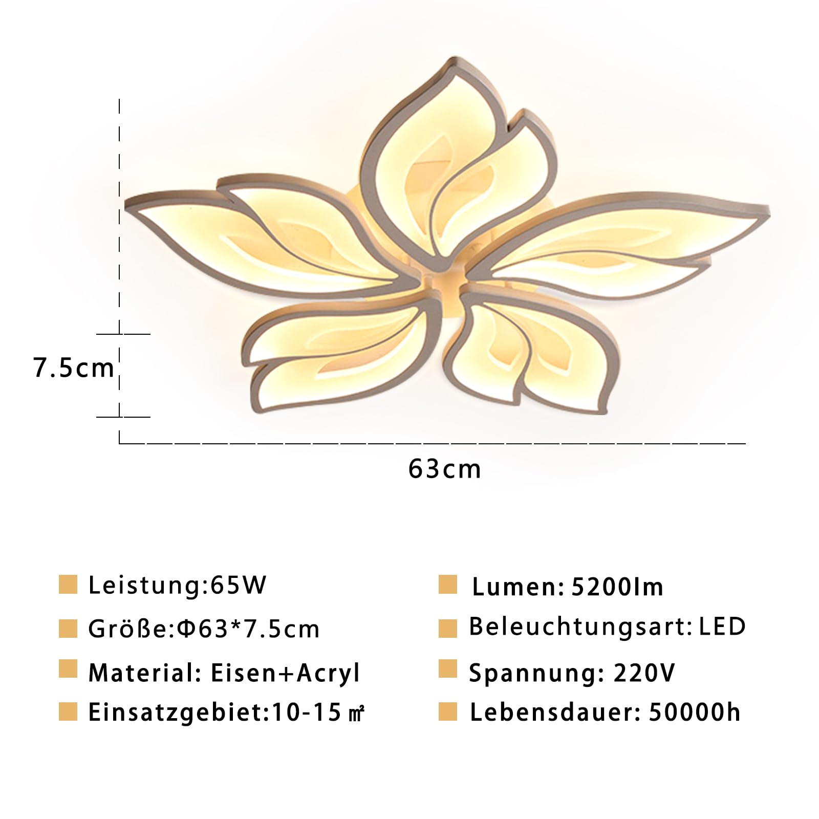 Yuanfenghua Lampadario camera da letto, 40W plafoniera Led soffitto, lampada da soggiorno con telecomando (70 X 6,5 cm)