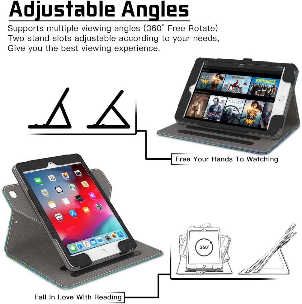 Retear Case for iPad Mini 5th Gen 2019 / iPad Mini 4th 360 Degree Rotating PU Leather Smart Soft Cover with Auto Wake/Sleep
