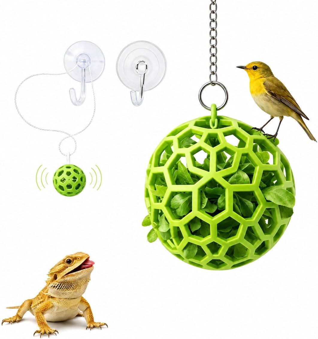 Bearded Dragon Enrichment Toys Feeder Ball Set, Vegetable & Bell Ball