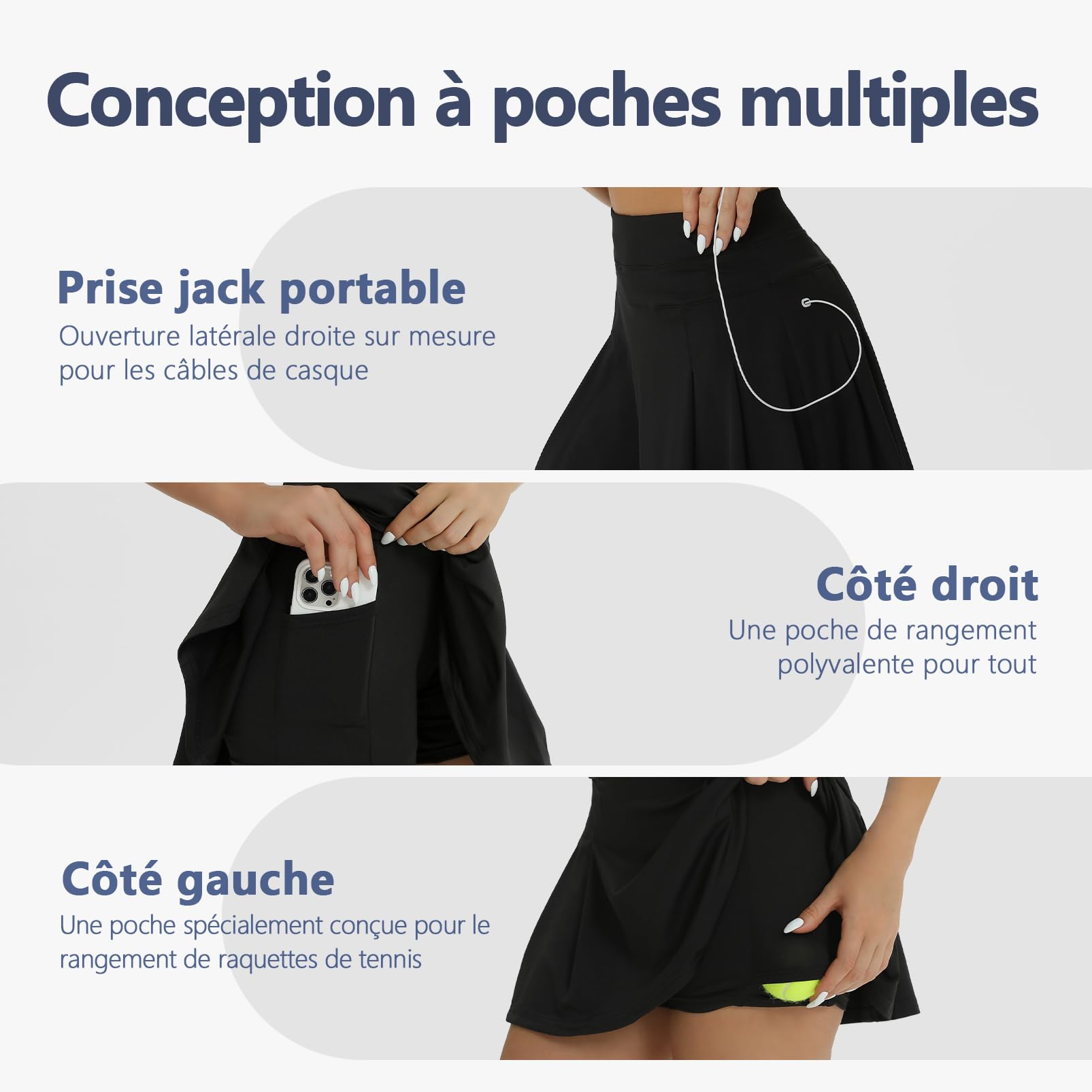 fuinloth Jupe Short Femme Tennis Golf Sport Chic Jupe de Tennis Plissee avec Poche