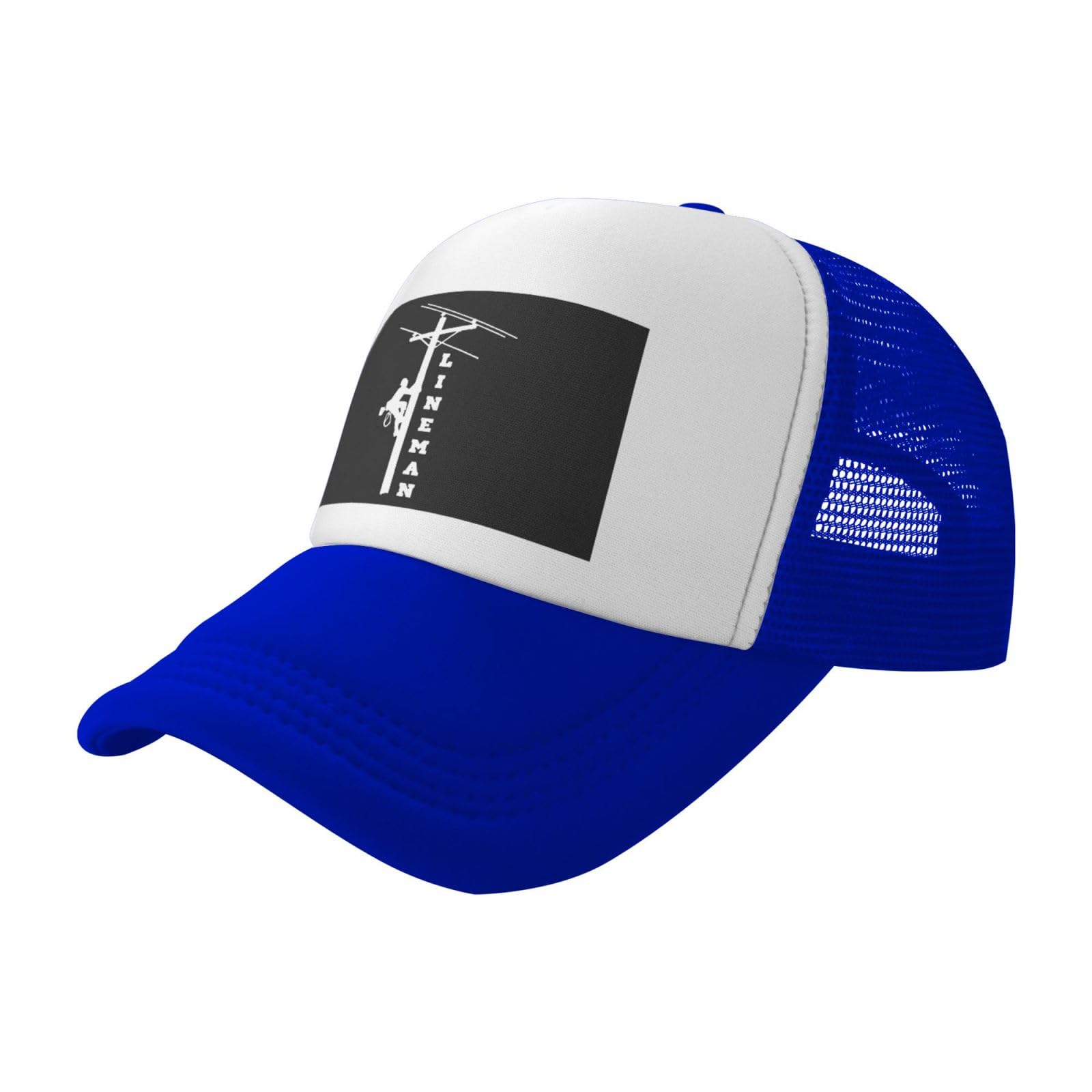 KWQDOZF I Love My Lineman Trucker Hat Mesh Baseball Cap Unisex Blue