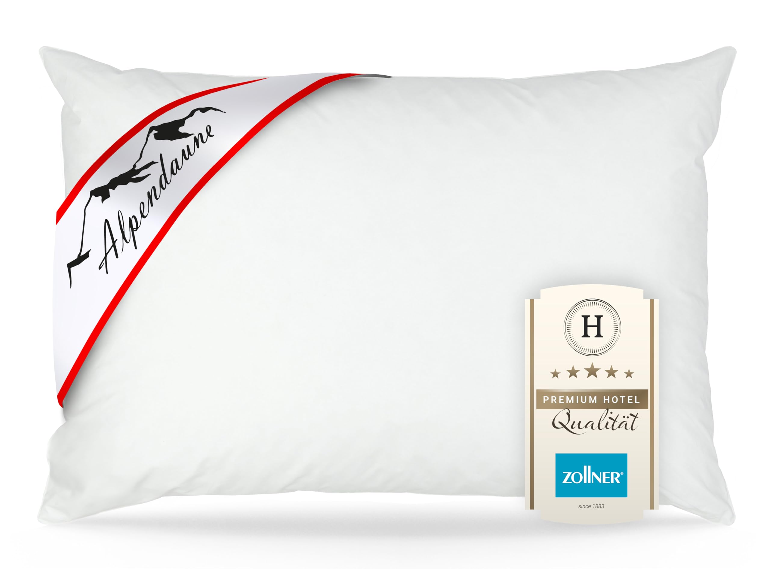 ZOLLNER Premium Kopfkissen aus 80% Federn und 20% Daunen - Made in Germany – für Allergiker geeignet – Bezug aus hochwertiger Baumwolle - waschbar bis 60°C - 60x80 cm - Hotelqualität