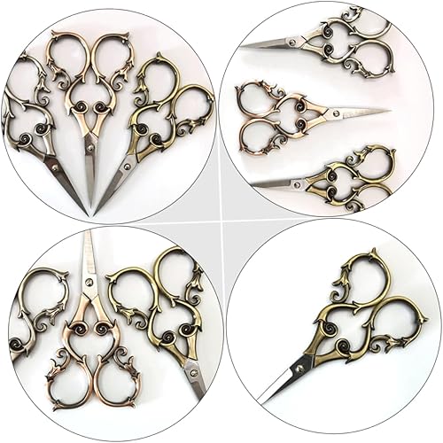 Miniatura 7 de Operitacx La vendimia del acero inoxidable Scissor las tijeras de coser del bordado curvó la tijera para el hilo de corte