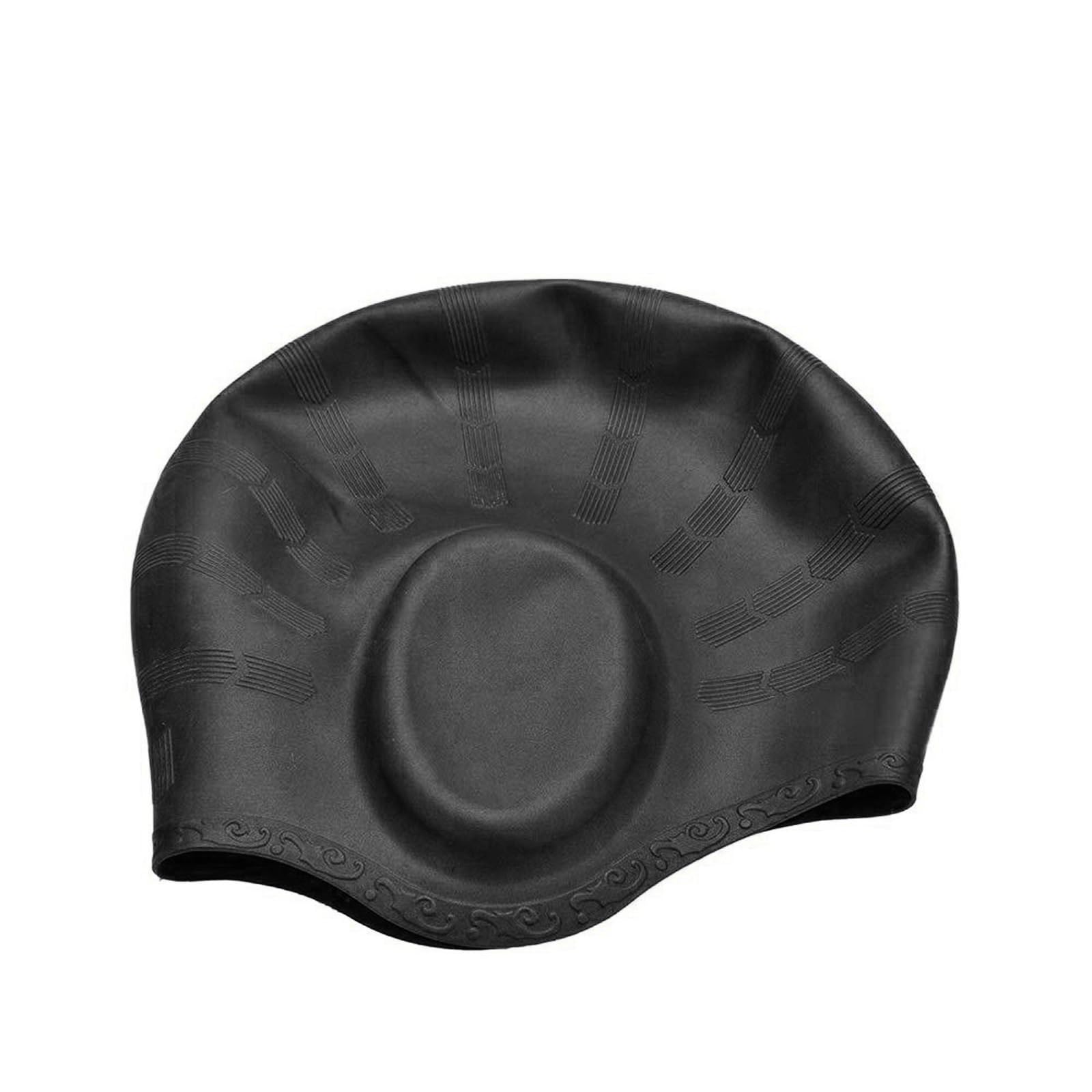 Cuffia da nuoto in silicone, comoda cuffia da bagno ideale per capelli ricci corti e medio-lunghi, cuffia da nuoto unisex, cuffie da doccia per mantenere invariata l'acconciatura | IT