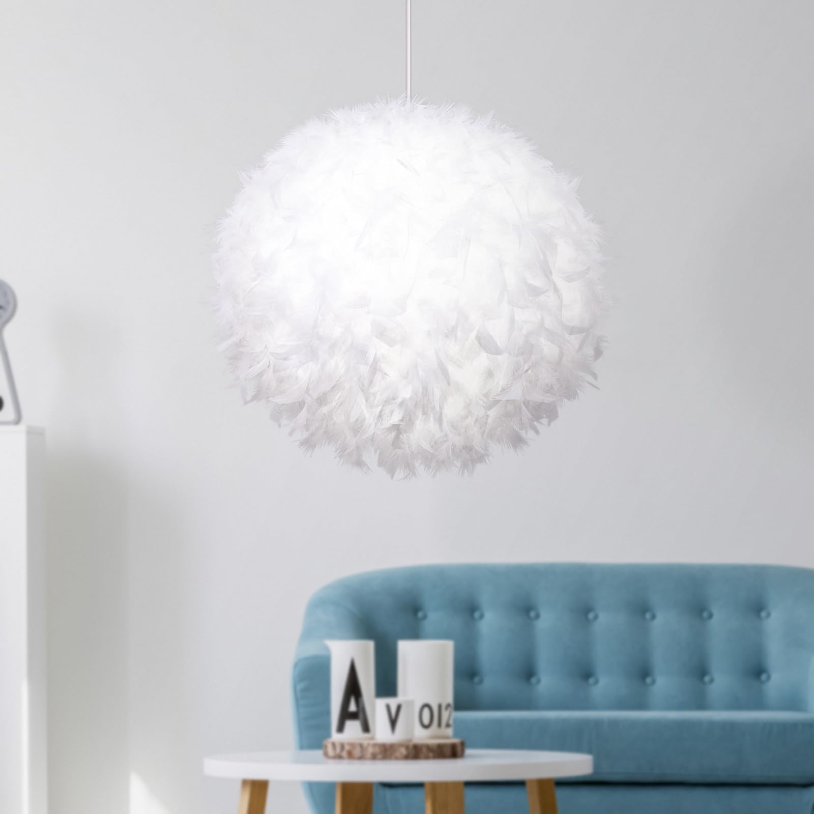 Suspension Plume Abat-Jour Suspension Décorative Moderne Plafond Plume Lampe E27 Socket 40W Convient pour Chambre, Couloir, Salon (Ampoule Non Incluse)