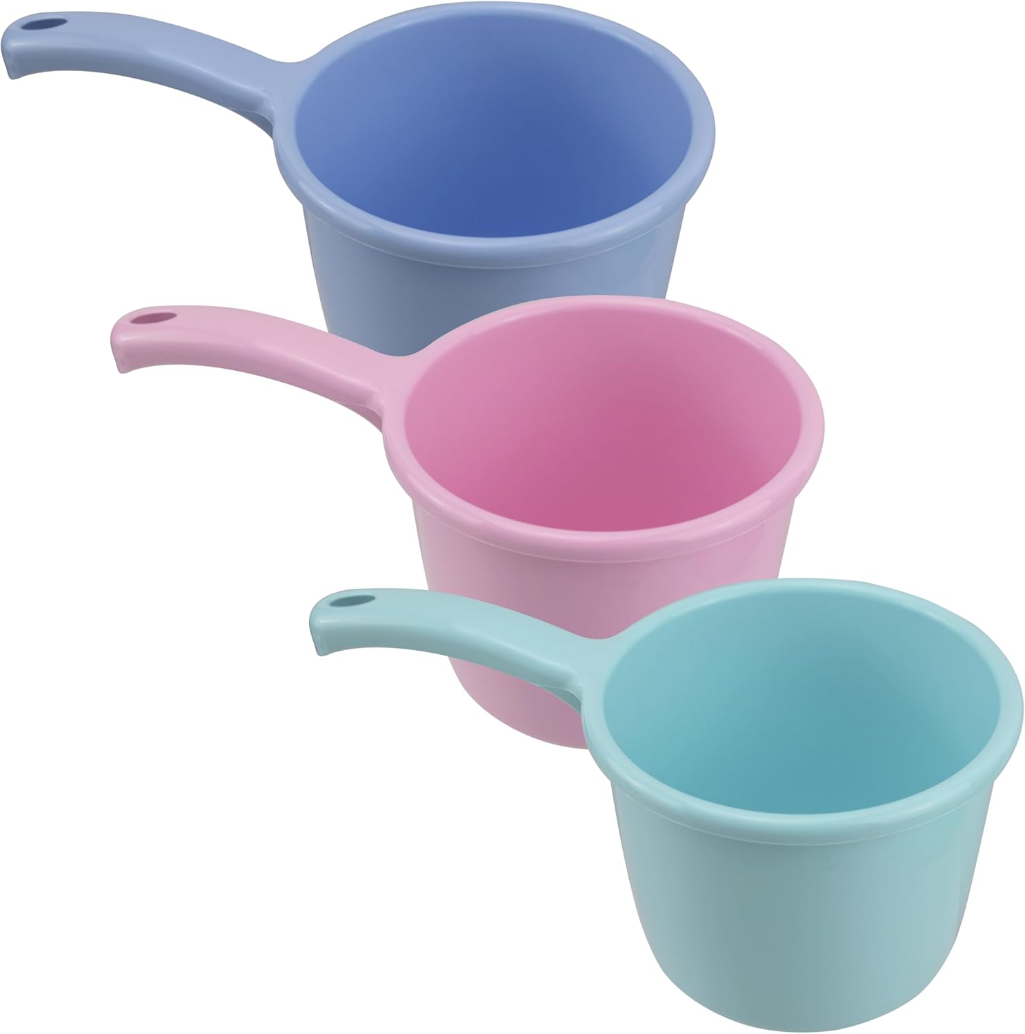EIKS 3 Pack Plastic Water Ladle Home Kitchen Scoop | For Scooping & Dispensing Water, Used for Washing Hair Garden Bath Household Cleaning Application