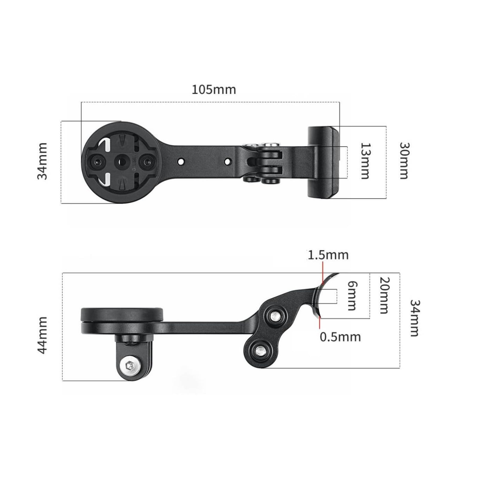 Baoblaze Support Guidon Vélo Support Compteur Caméra Éclairage Matériau Aluminium Plastique Robustesse Légèreté Compatibilité Multi Appareils Adapté au