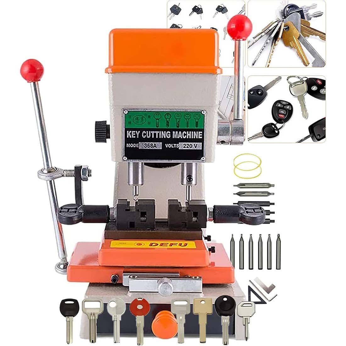 Key Cutting Machine Professional 368A, Automatic Key Duplicator for Universal Key Copy Tool, Vertical Key Copier for Locksmith Tools