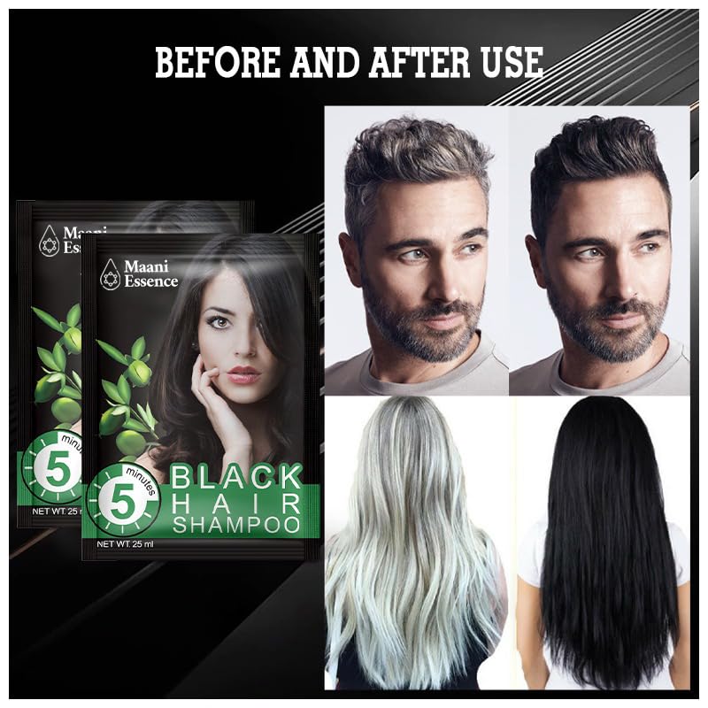 10 PCS Black Hair Shampoo para Tinte Negro Permanente miniatura 4