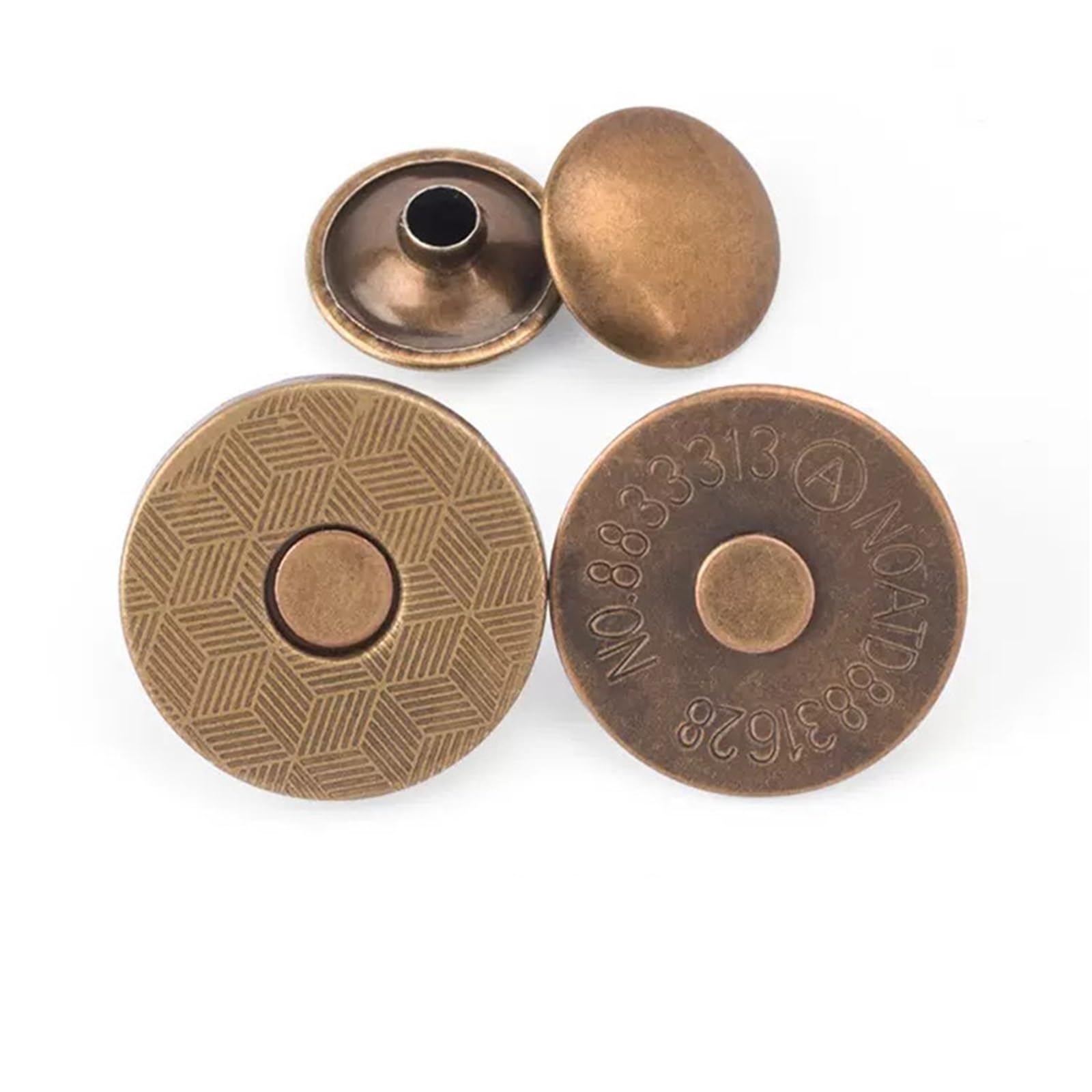Magnetic Press Studs 10 Sets Metal Double Rivet Magnetic Clasps Buttons Fastener Bag Press Buckle Purses Handbag Clothes DIY 14/18mm(Thin Bronze,14mm)