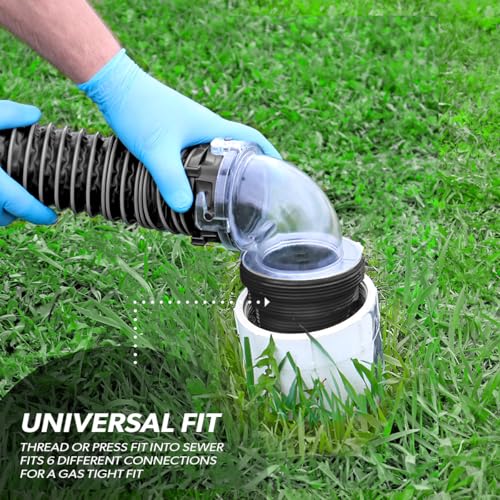 Valterra Silverback™ 4,5 m RV-Kanal-Schlauch-Set, universeller Abwasserschlauch für Wohnmobil, inkl. 3,8 m Schlauch mit drehbaren Armaturen, 90 Grad ClearView Abwasser-Adapter und 2 Tropfkappen