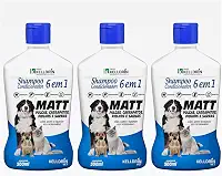 Kit 3 Shampoo e Condicionador 6 em 1 para Cães Gatos e Equinos Kelldrin 500 mL - Anti pulgas e carrapatos