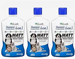 Kit 3 Shampoo e Condicionador 6 em 1 para Cães Gatos e Equinos Kelldrin 500 mL - Anti pulgas e carrapatos