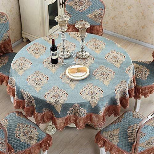 Nappe ronde en dentelle élégante pour table de salon et d'hôtel MU