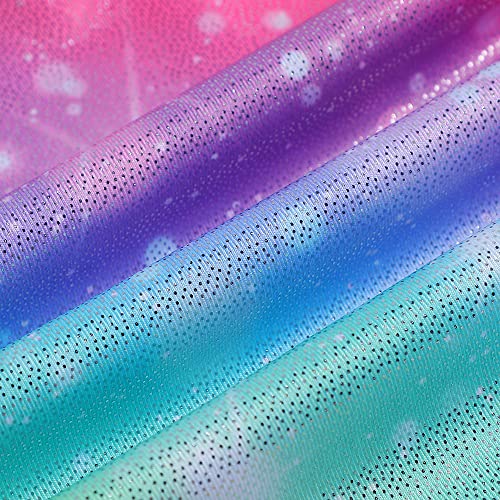 Leotards for Girls Gymnastics Toddler Dance Biketards Mermaid Unicorn Athletic Dance Wear Shiny Rainbow Blue Hotpink