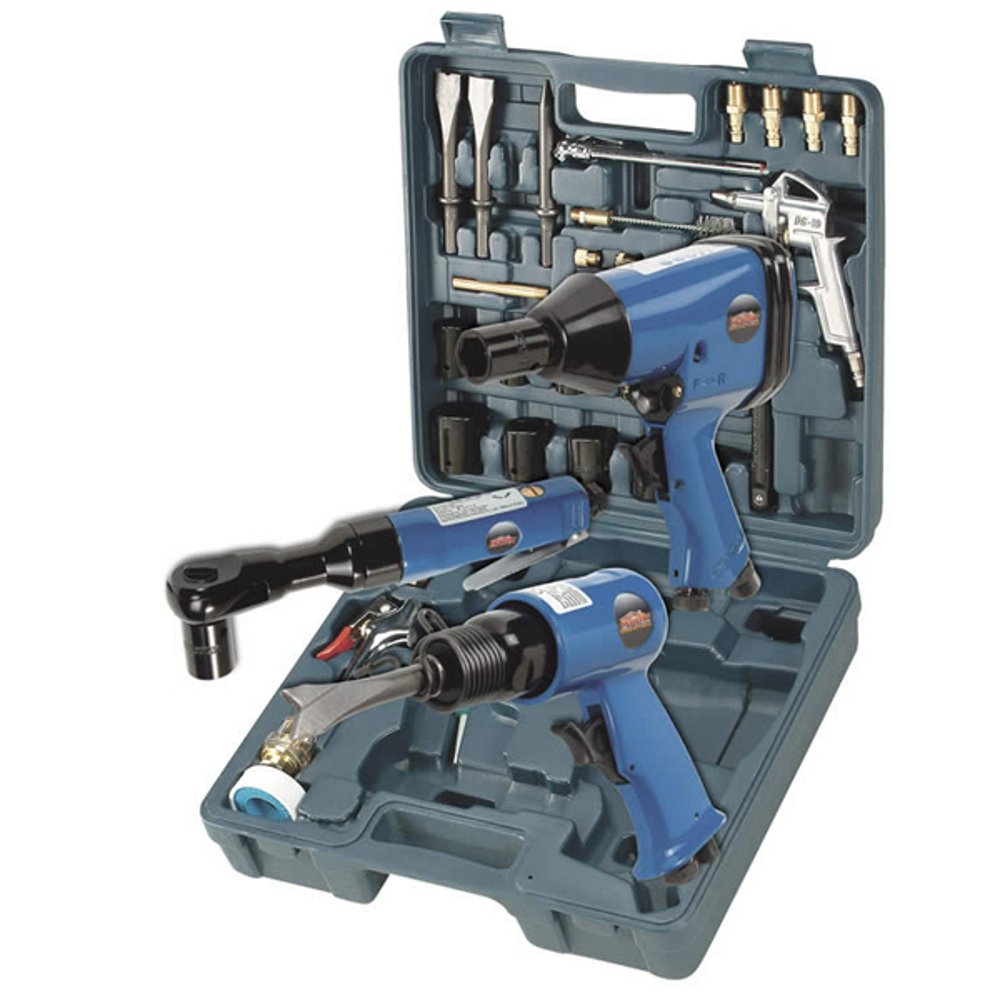 Mauk, Set di attrezzi ad aria compressa con trapano percussione, 36 pz, Blu (blau) - 56