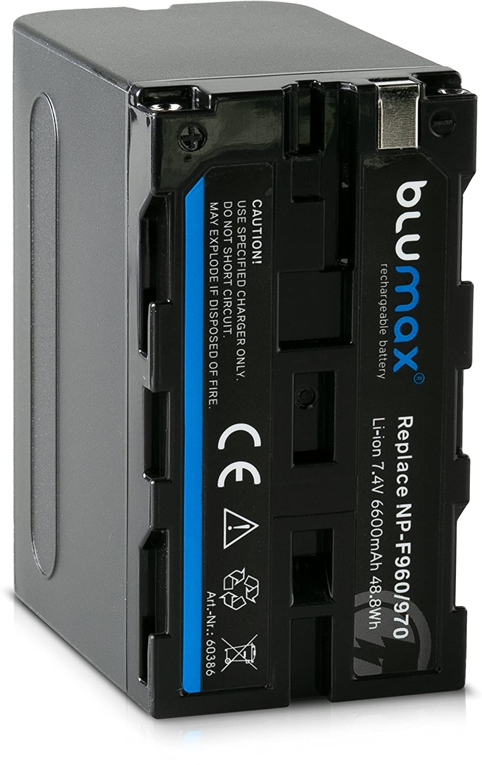 Blumax Akku kompatibel mit Sony NP-F550 / NP-F530 / NP-F570 | 6600mAh - (Blackmagic NP-F570) - auch für Diverse Blitzgeräte Videoleuchten Fieldmonitore