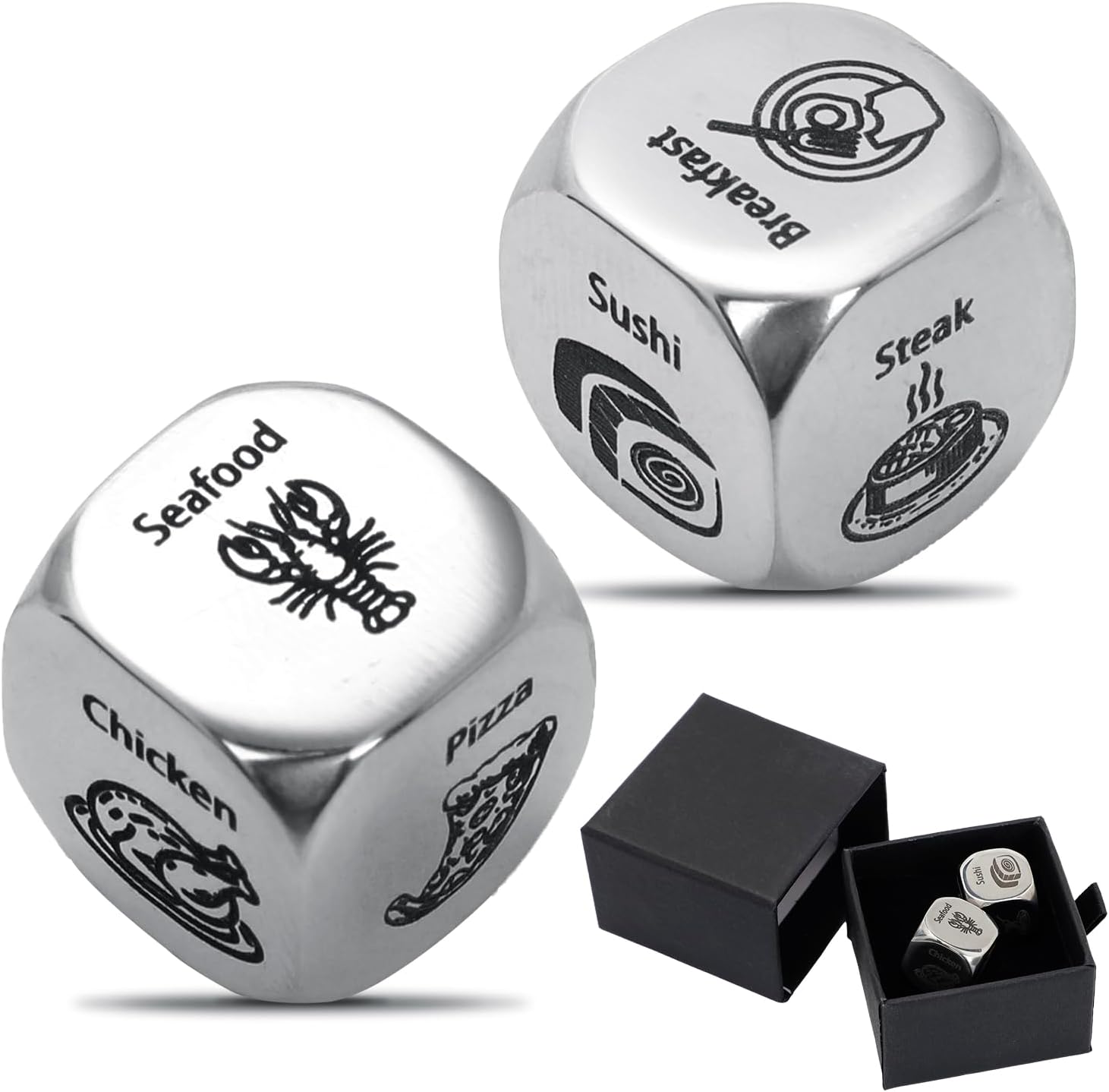 2 Pcs Food Decision Dice Game for Couples - Fun Anniversary & Date Night Gifts for Him Her, Valentines Day, Christmas, Birthday - Funny Couples Gift for Husband Wife, Boyfriend Girlfriend
