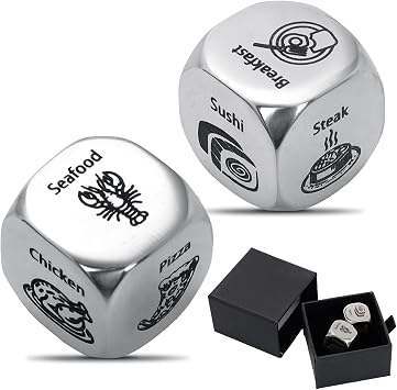 2 Pcs Food Decision Dice Game for Couples - Fun Anniversary & Date Night Gifts for Him Her, Valentines Day, Christmas, Birthday - Funny Couples Gift for Husband Wife, Boyfriend Girlfriend