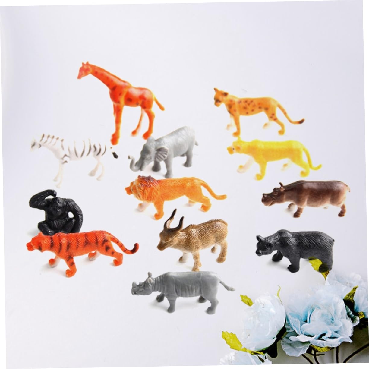 Figure Animali, 54 Pezzi Mini Giungla Giocattoli Set, Realistico Selvaggio Vinil