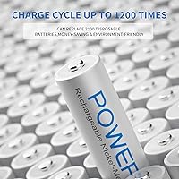 Vista 3 de POWEROWL Pilas recargables AAA, baterías AAA recargables de 1000 mAh, alta capacidad, 1.2 V, NiMH, baja autodescarga, batería AAA recargable