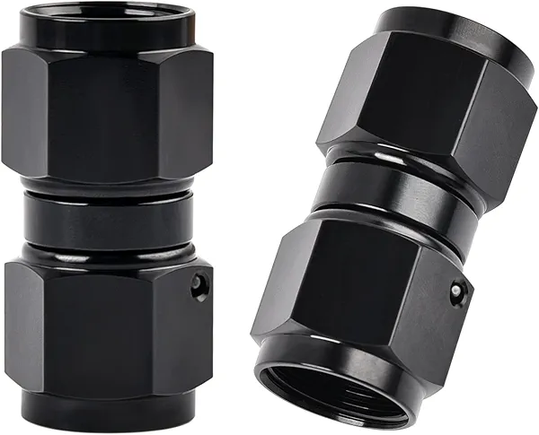 EVIL ENERGY 6AN Female to 6AN Female Straight Swivel Coupler Union Fitting Adapter Aluminum Black 2PCS