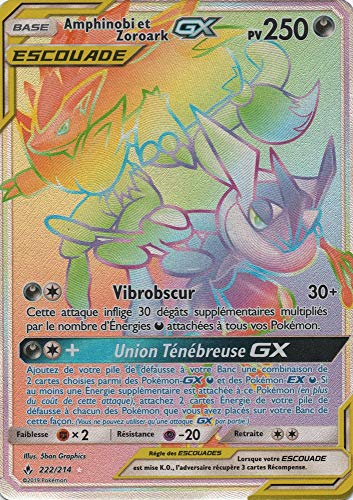 Carte Pokémon SL10 : Amphinobi et Zoroark GX Escouade 250 PV 222/214 - Secrète Rare Arc-en-Ciel