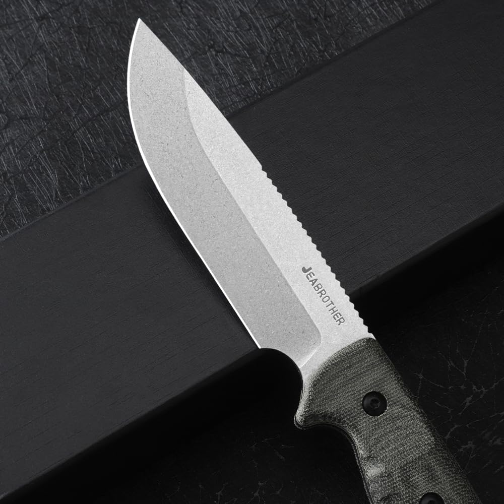 JEABROTHER, 14C28N steel, Miketa handle, fixed blade, camping, fishing (BK0230A)