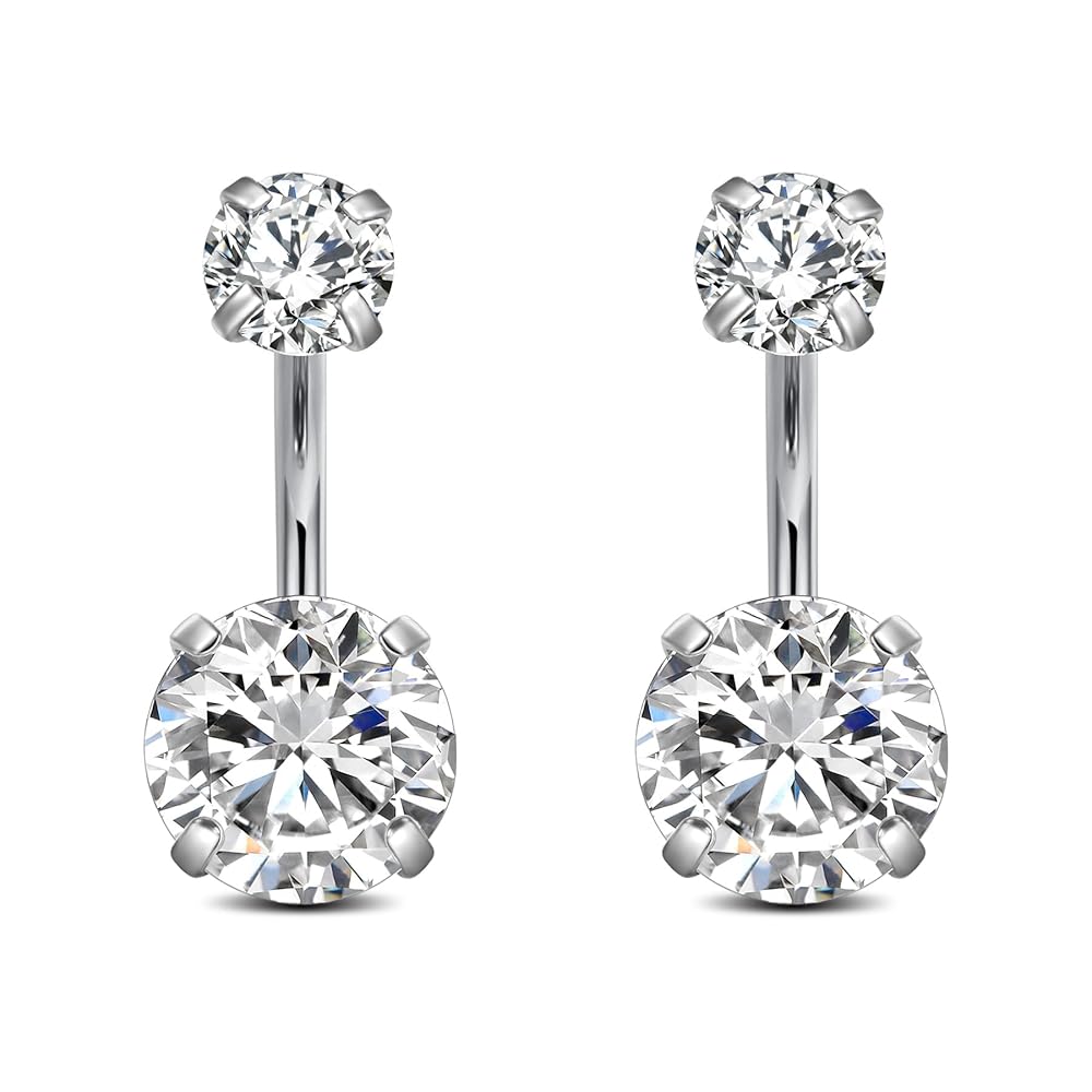 Piercing All'Ombelico In Acciaio Inox - 1.6mm Con Pallini 5/8mm - 2 Pezzi Per Donne