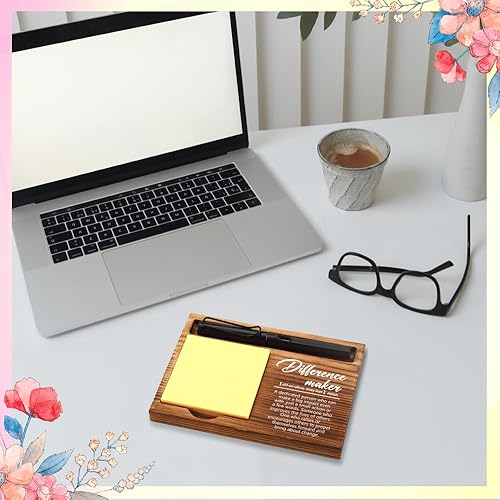 Miniatura 3 de FOUGSTA XXN6 - Regalo de agradecimiento para mujer, decoración inspiradora de oficina con bloc de notas de madera, soporte para bolígrafo y citas,