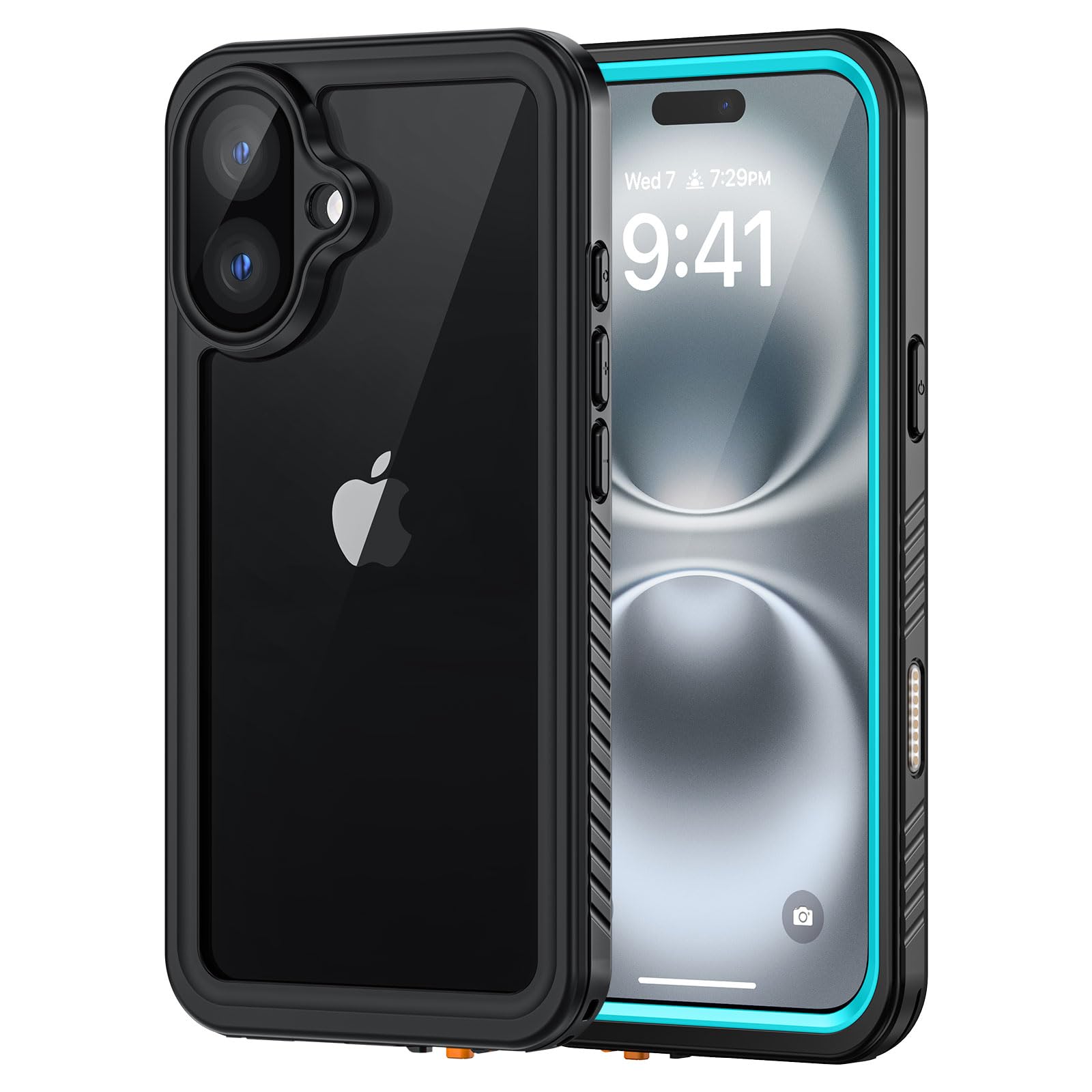 Lanhiem for iPhone 16 Plus Case, IP68 Waterproof Dustproof Shockproof Cases with Built-in Screen Protector, 360 Full Body Heavy Duty Rugged Phone